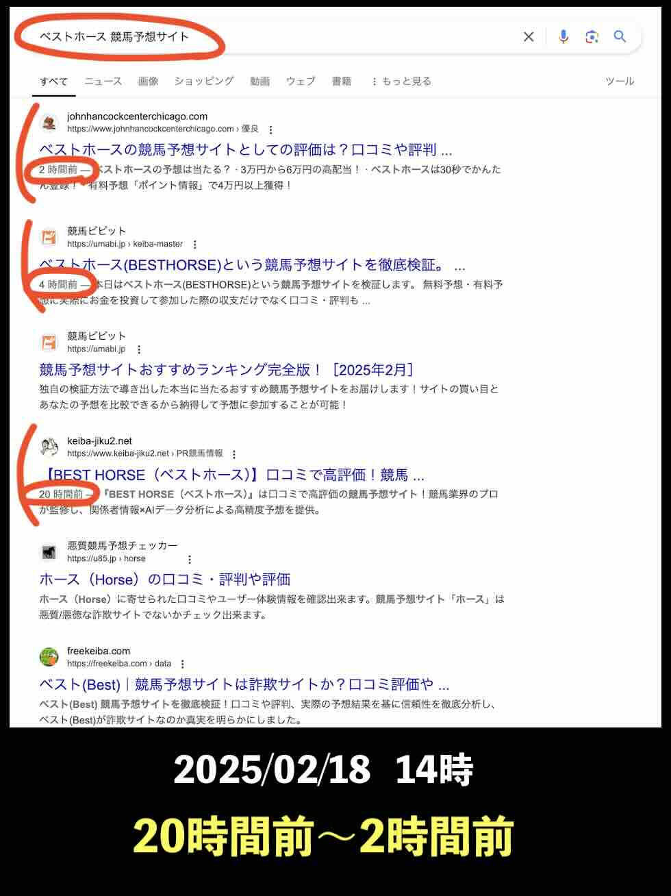 ベストホースのサイト情報検索結果